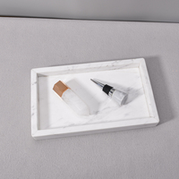 Plateau de vanité en marbre blanc, plateau de rangement en pierre naturelle, organisateur de comptoir de salle de bain, plateau décoratif pour cosmétiques, maison, hôtel, table
