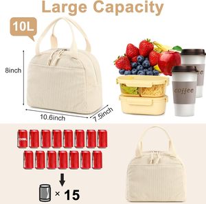 Borsa Termica Unisex Eastar in Velluto a Coste, Riutilizzabile, Grande Capacità, con Chiusura a Cerniera, Senza BPA, Design Moderno - Product Image 3