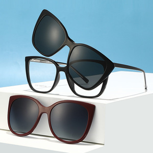 Lunettes optiques à clipser 2 en 1, personnalisées, UV400, monture TR90, lunettes de soleil polarisées magnétiques pour femmes - Product Image 1