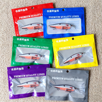 Sacs refermables à trois soudures latérales en plastique souple avec impression hélio, personnalisables avec logos, recyclables, avec trou de suspension pour l'emballage d'appâts de pêche