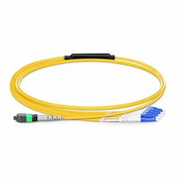 Kabel Drop Harness Fiber Optik MTP 8 Female ke 4xLC Tipe B, OM4(UPC) & OS2(APC) OFNR Kehilangan Sisipan Maks 0.35dB, Kabel Patch Kustom