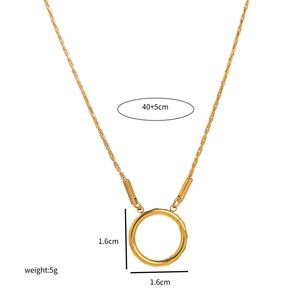 Collar con Colgante Individual de Elefante y Loto en Oro de 18K, Cadena de Eslabones, Unisex, Regalo, Acero Inoxidable con Baño al Vacío - Product Image 5