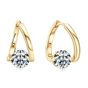 Lussuosi ed eleganti moissanite hip hop gioielli VVS rotondi pieno diamante cristallo moissanite placcato oro orecchini da sposa