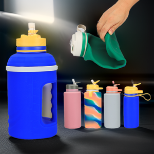 Bouteille d'eau en silicone écologique pour sport en plein air, très vendue, 1000ml/2000ml/2200ml, compatible lave-vaisselle et résistante à l'ébullition - Product Image 2