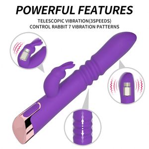Roze Dual Motor Dildo Vibrators Roterende Kop Konijn Likken Tapping <span class=keywords><strong>G-Spot</strong></span> Vibrators Voor Koppels - Product Image 5