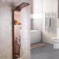 Ensemble de Douche Thermostatique Murale avec Pomme de Douche Pluie et Cascade, Jet Massage, Robinetterie Froide/Chaude pour Utilisation en Salle de Bain d'Hôtel
