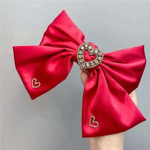 Agarre de pelo vintage hecho a mano con apliques de cristal en forma de corazón New <span class=keywords><strong>Old</strong></span> Stock-Ribbon Bow Fabric y material plástico - Product Image 2
