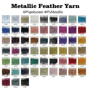 Metal Feather Yarn 2CM 4CM 60% Polyester 40% Metallic Blended Fancy Flash Yarn For Christmas Knitting Garments