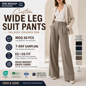 <span class=keywords><strong>Pantaloni</strong></span> da Completo a Gamba Larga Personalizzati per <span class=keywords><strong>Donna</strong></span>, Produzione OEM ODM di Alta Qualità, Etichetta Privata, Abbigliamento Casual - Product Image 1