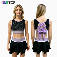 Crop top et short de danse et de cheerleading personnalisés à prix abordable avec impression de logo et strass intégrés pour la compétition et l'entraînement