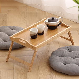Bamboo <b>Folding</b> Bed Tray <b>Table</b> With Handles For Laptop Coffee Tea Serving <b>Small</b> Wooden Tray Lazy <b>Table</b> For Bedroom Hotel Use - Product Image 2