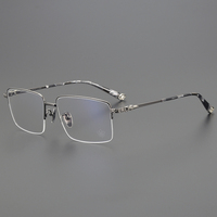 Montura Óptica Rectangular de Titanio, Semi-Sin Montura, de Alta Calidad, Ligera, Cómoda, Unisex, para Lectura, con Diamantes