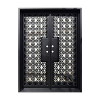 Porte en fer forgé cintrée de style américain, double vitrage creux trempé, anti-incendie, résistante aux ouragans, en fibre de verre, pour appartement