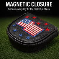 Housse de putter de golf avec broderie du drapeau américain, fermeture magnétique, broderie personnalisée, compatible avec la plupart des clubs de golf de type mallet et blade