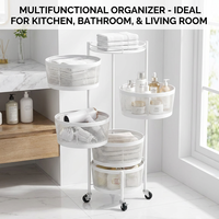 Étagère de rangement métallique rotative moderne à 5 niveaux, 360 degrés, gain de place, panier roulant pour fruits et légumes de cuisine