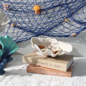 Cuenco Decorativo <span class=keywords><strong>Grande</strong></span> de Conchas Marinas Blancas, Cuenco de Resina con Forma de Concha de <span class=keywords><strong>Almeja</strong></span>, Decoración Costera para el Hogar, Cuencos de Almacenamiento - Product Image 4