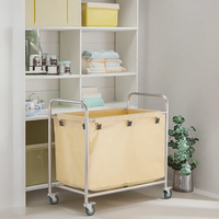 Chariot de service en acier inoxydable pour le nettoyage, chariot à linge pour hôtels et hôpitaux