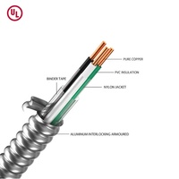 Kabel MC Lite tegangan rendah AC90 UL terdaftar 14/2 12/2 14/3 dengan Armor aluminium bahan isolasi PVC konduktor tembaga murni