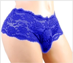 Calzoncillos Boxer Transparentes y Transpirables con Encaje Bordado, Cintura Media, para Hombres, con Bolsa, Tallas Grandes, Estilo Sissy - Product Image 5