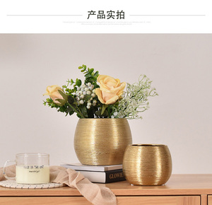 Pots de Fleurs d'Intérieur en Céramique pour Dropshipping, Finition Dorée, Petits Jardinières pour Plantes d'Intérieur, Succulentes, Orchidées et Sansevières pour Jardin - Product Image 4