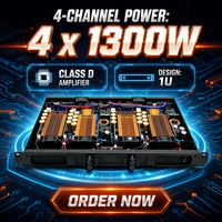 Amplificateur de puissance numérique professionnel de classe D 1U, 4 canaux, 4x1300W, équipement sonore stéréo pour subwoofer/amplificateurs/haut-parleurs