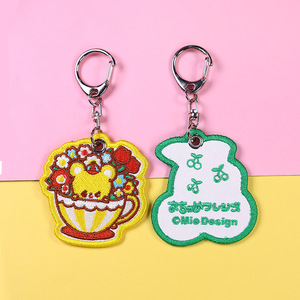 Thời Trang Hai Mặt Thêu Nhãn Phim Hoạt Hình Thiết Kế Vải Keychain Cá Nhân <span class=keywords><strong>Key</strong></span> Và Túi Tag Keychain - Product Image 5