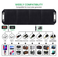 Panneau solaire portable léger 100W, chargeurs photovoltaïques pliables avec QC3.0 PD60W Type C USB-A pour station d'alimentation, prise MC-4 DC Anderson