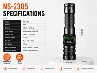 Lampe torche LED COB rechargeable de haute qualité, zoomable, étanche IP54, faisceau réglable, batterie externe, chargement USB, camping, urgence
