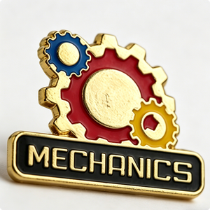Pin de Solapa Metálico Esmaltado Duro con Forma de Engranaje Mecánico, Chapado en Oro, Insignia 2D para Regalo de Negocios y Souvenir Industrial - Product Image 6