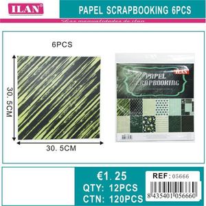 Iln Scrapbooking <b>Paper</b> 30.5x30.5 Cm 6 Pcs Green <b>Patterned</b> Sheets For Crafting - Product Image 1