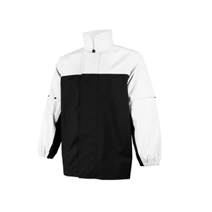 Men's Black And White Waterproof <b>Rain</b> <b>Jacket</b> With High Collar And Elastic Cuffs For Outdoor Hiking And Travel Raincoats - Product Image 1