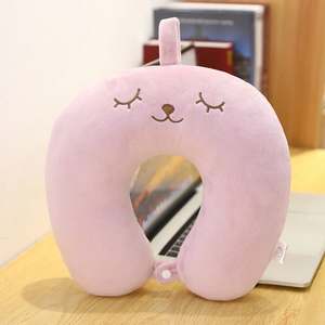 Oreiller de voyage en forme de U avec motif animal mignon, 28x26x14cm, support pour le cou, pour le bureau, l'avion, le sommeil, en polyester - Product Image 4