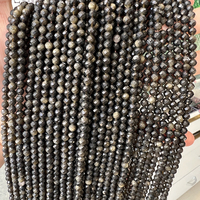 Perles de pierres précieuses facettées en obsidienne naturelle, obsidienne dorée, obsidienne argentée de 2-4 mm, perles en vrac pour la fabrication de bijoux