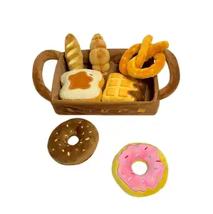 Lovely plush toy stuffed food toy Bread Donut Baguette Waffle Croissant Bagel OEM wholesale good quality ICTI