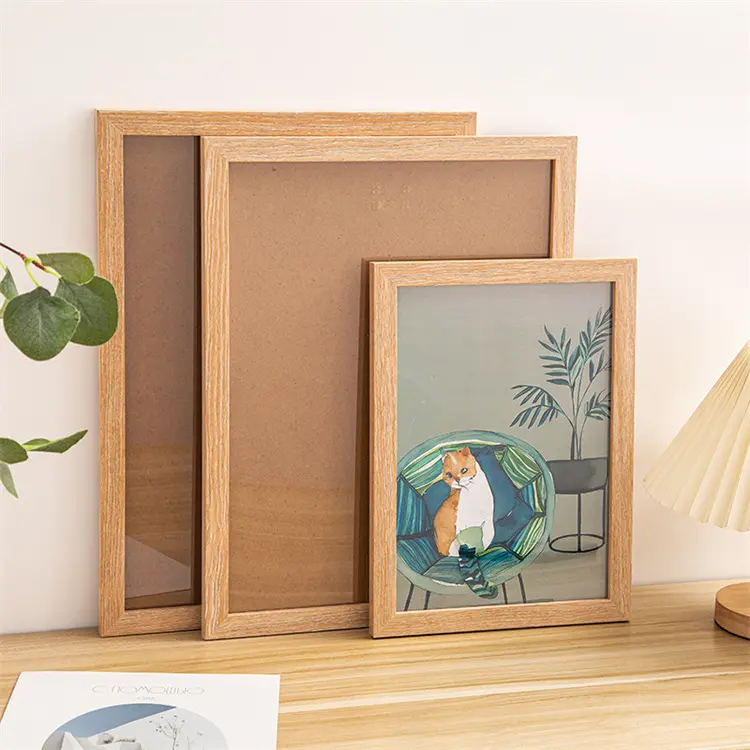 Wholesale A4 Picture Frames Wood Photo Frame With Shatter Resistant Glass Kid Art Frame For Children's Art Collection