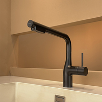 Robinet de salle de bain STOCCO moderne à poignée unique en laiton chromé, extractible, à poser sur le plan, 3 modes de pulvérisation, rotation à 360°, avec cartouche céramique