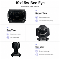 Projecteur LED professionnel 19x15W en acier inoxydable, effet Bee Eye Pixel, faisceau mobile, étanche IP33, idéal pour les clubs, les DJ, les spectacles et les événements