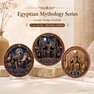 Pièce de monnaie de mythologie égyptienne en cuivre fin 999 de 5 oz, haute définition, peinte aux UV, effet proof, médaille d'art de collection, Anubis, Pharaon, pièce de monnaie grecque - Product Image 3