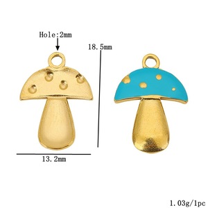 Pendentif en forme de champignon en acier inoxydable émaillé pour la fabrication de bijoux, accessoires en gros - Product Image 3