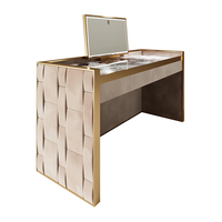 Coiffeuse de luxe moderne pour chambre à coucher, avec miroir LED, tiroirs et armoire en acier inoxydable