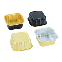 Conteneur carré en aluminium jetable épaissi de 300 ml, moule de cuisson, boîte d'emballage pour desserts et gâteaux, résistant à la chaleur, compatible friteuse à air et four