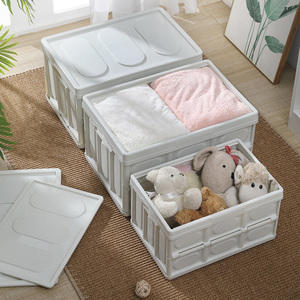 2 gói 30L màu đen <span class=keywords><strong>Stackable</strong></span> gấp tiện ích nhựa Tote hộp container ráp lưu trữ hộp Thùng nắp lưu trữ Thùng - Product Image 5