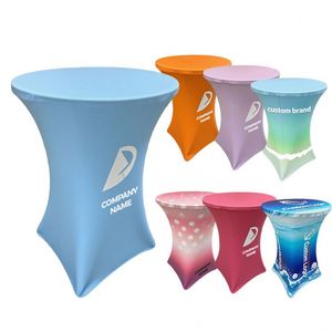 Wedding Decoration <b>Tablecloth</b> <b>Round</b> Fitted Banquet Stretch Spandex Cocktail Table Cover <b>Round</b> Cocktail Table Cloth - Product Image 1