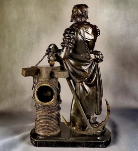 Bronzo classico timoniere scultura statua fatta a mano arte antica figurina famoso rame capitano nautico tecnica lucidata - Product Image 2