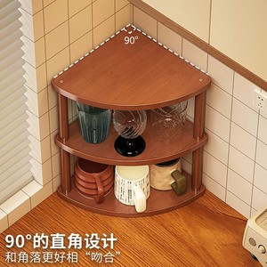 Corner Multi Tier Wooden <b>Storage</b> <b>Rack</b> 3 Tier Standing <b>Kitchen</b> Living Room Display Shelf - Product Image 2