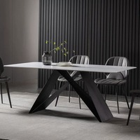 Ensemble de table et chaises de salle à manger en acier inoxydable de style nordique moderne, table rectangulaire pour 6 personnes, ensemble de meubles de salle à manger, cuisine, restaurant