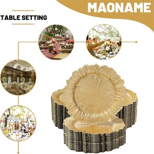 Wedding all'ingrosso <span class=keywords><strong>sottopiatti</strong></span> decorativi in plastica 13in Reef oro Reef acrilico caricabatterie piatti per la tavola di nozze - Product Image 5