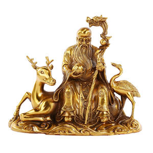 Statuetta in Ottone dell'Immortale dell'Antartide, Decorazione per la Casa, Statua di Shouxing Gong, Regalo Artigianale per Celebrazioni di Compleanno, Ornamento - Product Image 5