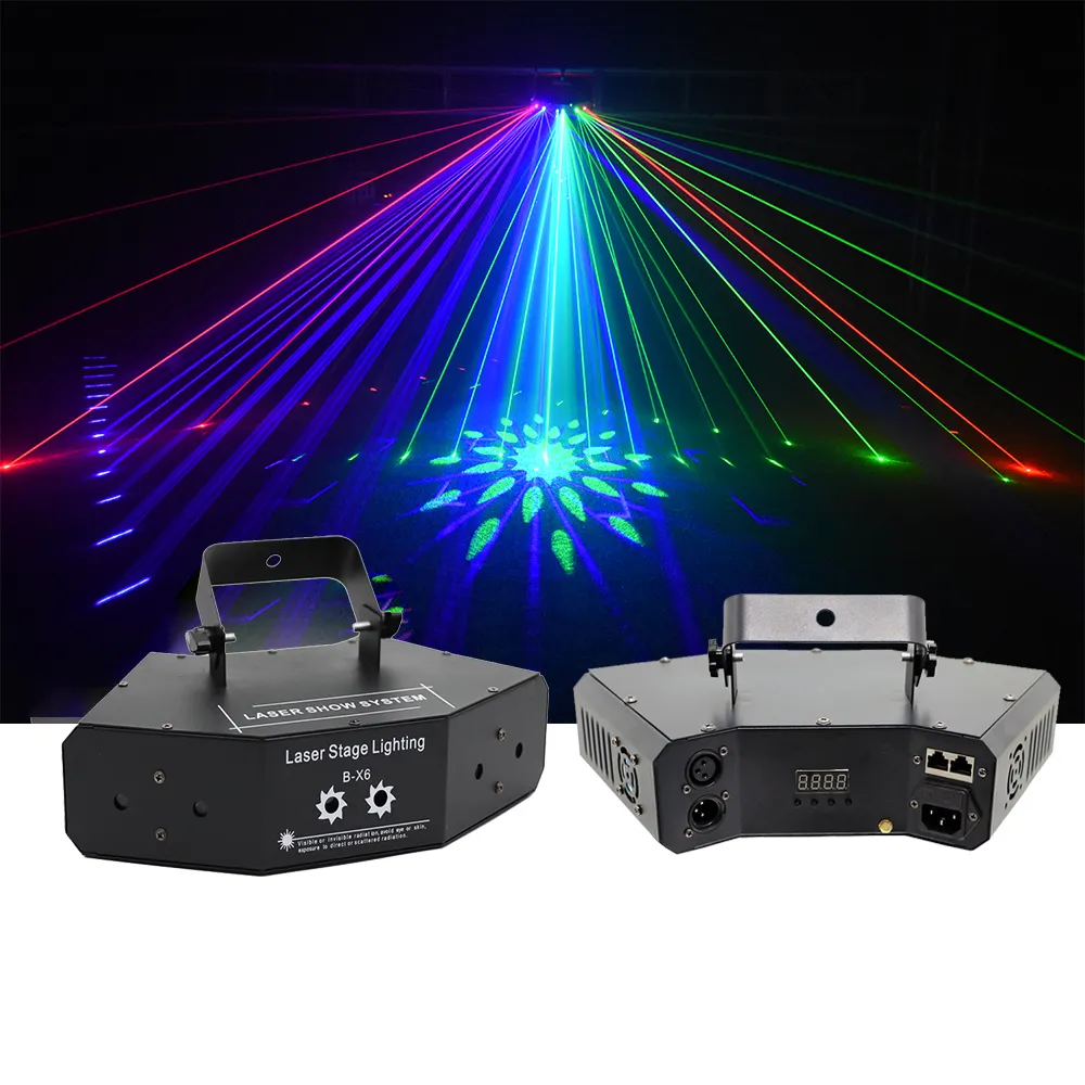 Profesyonel öncü Dj lazerler gösterisi sahne Lazer RGB 6 gözler Mini Dj disko Lazer KTV sahne gece kulübü için ışık