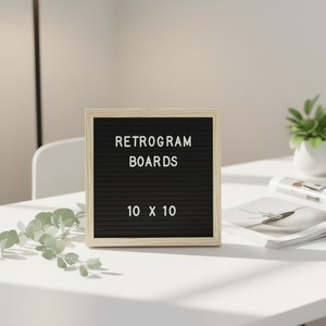 Tableau de lettres vintage en MDF couleur <span class=keywords><strong>bois</strong></span> naturel <span class=keywords><strong>10x10</strong></span> pouces, écologique, avec lettres en plastique blanc, décoration murale suspendue - Product Image 1